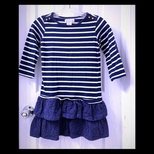Aphorism Navy/White Striped Eyelet Dress Girls 8